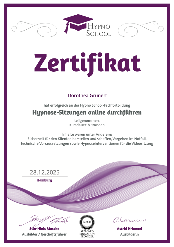 Zertifikat Hypno School – Online-Hypnose